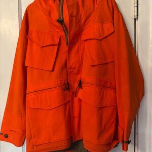 J Crew. Fishermans Jacket w/hood in Orange Size Medium
